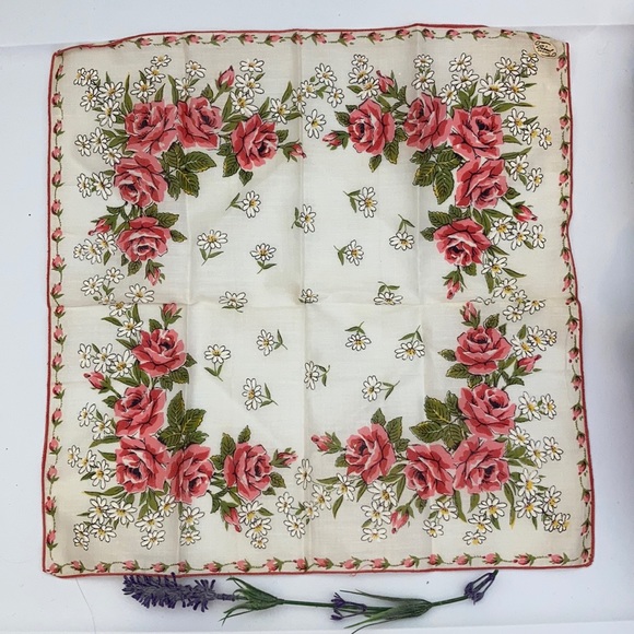Vintage Cottagecore Roses Handkerchief